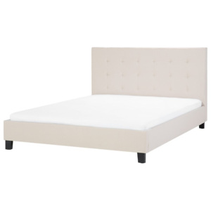 Łóżko beżowe - 160x200 cm - łóżko tapicerowane - stelaż - LA ROCHELLE