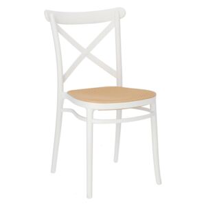 Białe krzesło z siedziskiem z plecionki wiedeńskiej Moreno