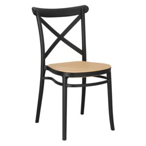Czarne krzesło z siedziskiem z plecionki wiedeńskiej Moreno