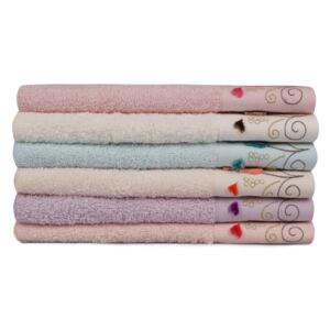 Zestaw 6 kolorowych ręczników z czystej bawełny Hanna, 30x50 cm