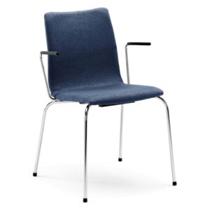 Krzesło konferencyjne OTTAWA, podłokietniki, tkanina, niebieski, chrom
