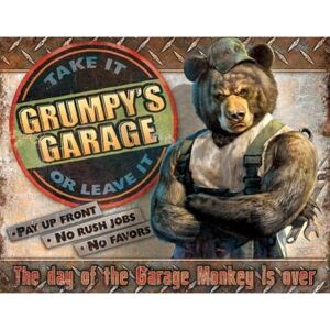 Metalowa tabliczka Grumpy's Garage, (40 x 31,5 cm)