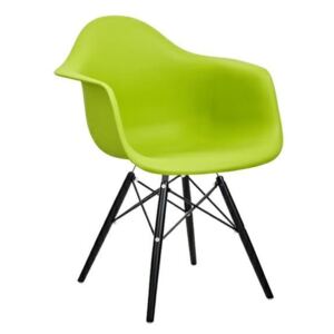 Fotel DAW BLACK soczysta zieleń.13 - polipropylen, podstawa drewniana czarna
