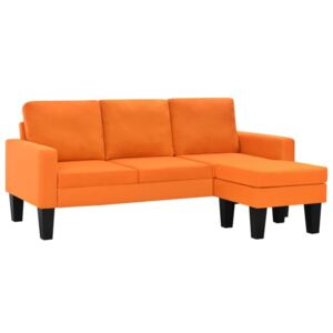 Sofa 3-osobowa z leżanką, obicie z tkaniny, pomarańczowa