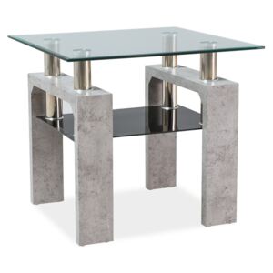 Szklany stolik kawowy z nogami imitującymi beton Lisa D