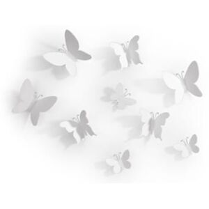 Dekoracja ścienna MARIPOSA białe motyle, zestaw 9szt. UMBRA