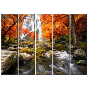 Obraz Jesienny wodospad, 5 elementów, 225x160 cm