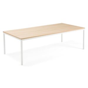 Stół konferencyjny MODULUS, 2400x1200 mm, 4 nogi, biała rama, dąb