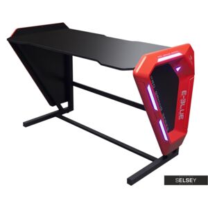 Biurko gamingowe E-Blue czarno-czerwone z podświetlaniem
