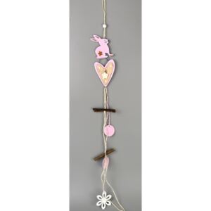 Drewniana dekoracja wisząca „Zajączekz serduszkiem”, 40 cm
