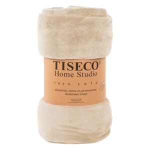 Beżowy koc z mikropluszu Tiseco Home Studio, 150x200 cm