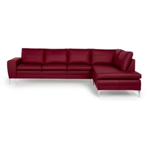 Czerwona 3-osobowa sofa z prawostronnym szezlongiem Softnord Twigo