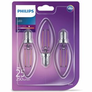 Philips LED Żarówki świeczki Classic, 3 szt., 2 W, 250 lumenów