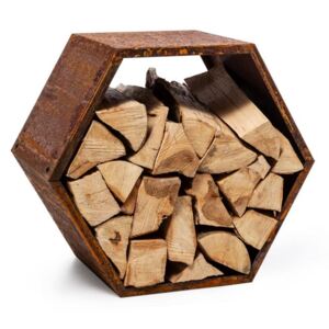 Blumfeldt Firebowl Hexawood Rust, schowek na drewno, kształt sześciokątny, 50,2 x 58 x 32 cm