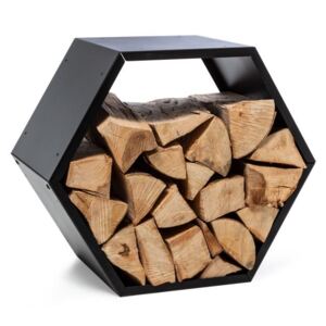 Blumfeldt Firebowl Hexawood Black, schowek na drewno, kształt sześciokątny, 50,2 x 58 x 32 cm
