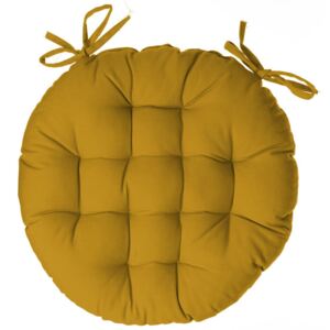 Poduszka na krzesło z wiązaniem, okrągła, kolor żółty