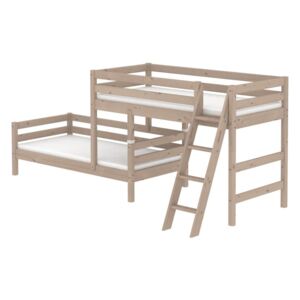 Brązowe dziecięce łóżko piętrowe z drewna sosnowego z drabinką Flexa Classic