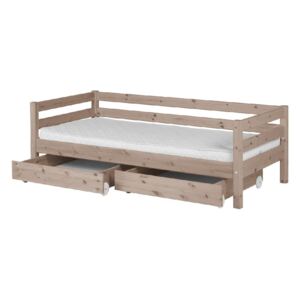 Brązowe łóżko dziecięce z drewna sosnowego z 2 szufladami Flexa Classic, 90x200 cm