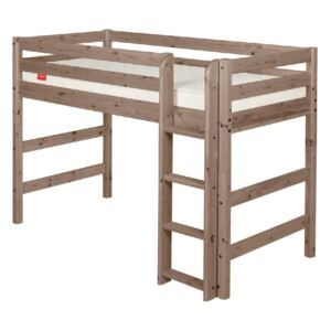 Brązowe wyższe łóżko dziecięce dla 2 osób z drewna sosnowego Flexa Classic, 140x200 cm