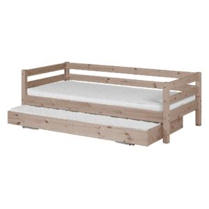 Brązowe łóżko dziecięce z drewna sosnowego z wysuwanym łóżkiem Flexa Classic, 90x200 cm