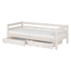 Białe łóżko dziecięce z drewna sosnowego z 2 szufladami Flexa Classic, 90x200 cm