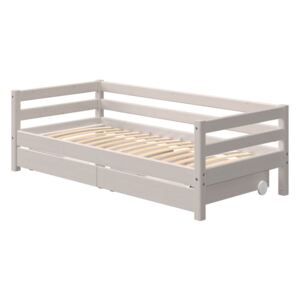 Szare dziecięce łóżko z drewna sosnowego z dodatkowym wysuwanym łóżkiem Flexa Classic
