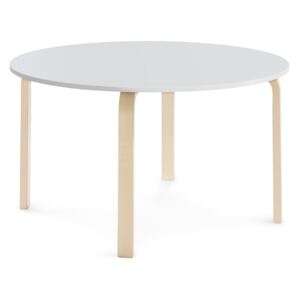 Stół ELTON, Ø 1200x640 mm, biały laminat, brzoza