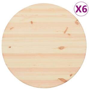 Blaty stołu, naturalne drewno, 6 szt., okrągłe, 25 mm, 60 cm