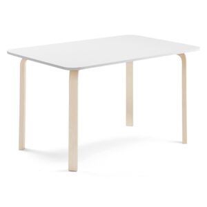 Stół ELTON, 1400x800x710 mm, biały laminat, brzoza