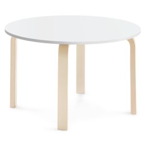 Stół ELTON, Ø 900x530 mm, biały laminat, brzoza