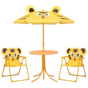 3-cz. dziecięcy zestaw mebli do ogrodu, z parasolem, żółty