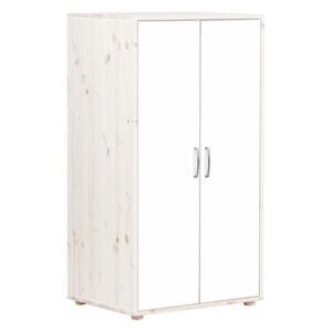 Biała szafa dziecięca z lakierowanymi drzwiami z drewna sosnowego Flexa Classic, wys. 133 cm