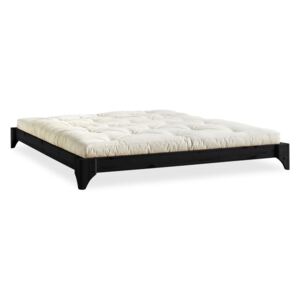 Łóżko dwuosobowe z drewna sosnowego z materacem Karup Design Elan Comfort Mat Black/Natural, 180x200 cm