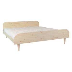 Łóżko dwuosobowe z drewna sosnowego z materacem Karup Design Twist Comfort Mat Natural/Natural, 160x200 cm