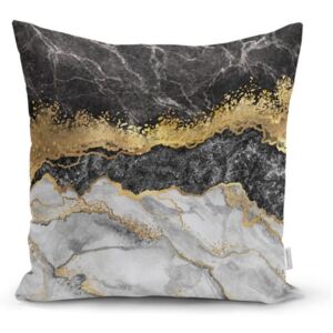 Poszewka na poduszkę Minimalist Cushion Covers BW Marble With Golden Lines, 45x45 cm