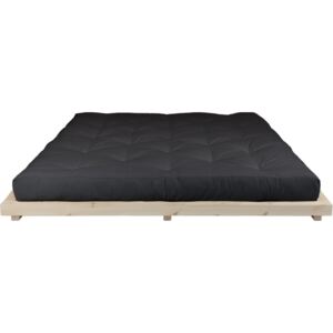 Łóżko dwuosobowe z drewna sosnowego z materacem Karup Design Dock Double Latex Natural/Black, 180x200 cm