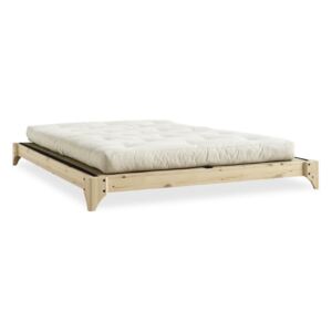 Łóżko dwuosobowe z drewna sosnowego z materacem a tatami Karup Design Elan Comfort Mat Natural/Natural, 180x200 cm