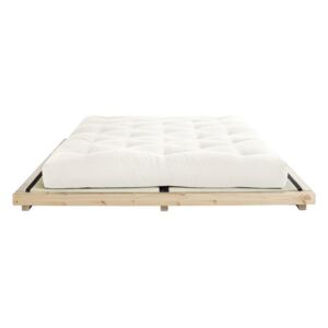 Łóżko dwuosobowe z drewna sosnowego z materacem a tatami Karup Design Dock Comfort Mat Natural/Natural, 160x200 cm