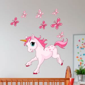 Zestaw naklejek dziecięcych Ambiance Pink Unicorn and Papillons