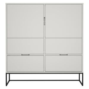 Biała 2-drzwiowa szafka z 4 szufladami COTTON Tenzo Lipp, wys. 127 cm