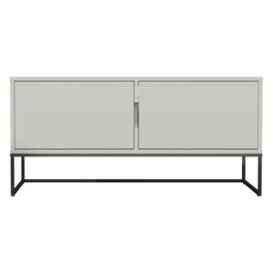 Biała 2-drzwiowa szafka pod TV z metalowymi nogami w czarnym kolorze Tenzo Lipp, szer. 118 cm