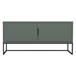 Zielona 2-drzwiowa szafka pod TV z metalowymi nogami w czarnym kolorze Tenzo Lipp, szer. 118 cm