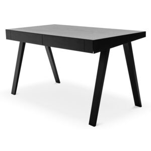 Czarne biurko z nogami z drewna jesionowego EMKO, 140x70 cm