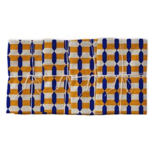 Zestaw 4 serwetek tekstylnych z domieszką lnu Linen Couture Orange Geometric, 43x43 cm