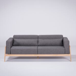 Ciemnoszara sofa z konstrukcją z litego drewna dębowego Gazzda Fawn, 210 cm