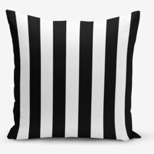 Czarno-biała poszewka na poduszkę z domieszką bawełny Minimalist Cushion Covers Black White Striped, 45x45 cm