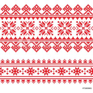 Fototapeta Tradycyjny ludowy czerwony haftowany wzór z Ukrainy