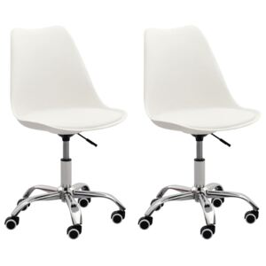 Krzesła biurowe, 2 szt., białe, sztuczna skóra