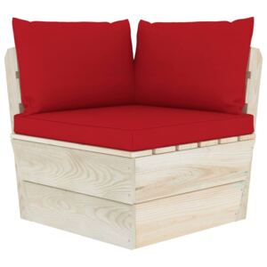 Ogrodowa sofa narożna z palet z poduszkami, impregnowany świerk
