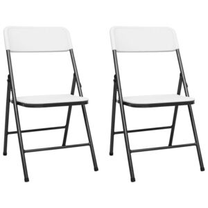Składane krzesła ogrodowe, 2 szt., HDPE, białe